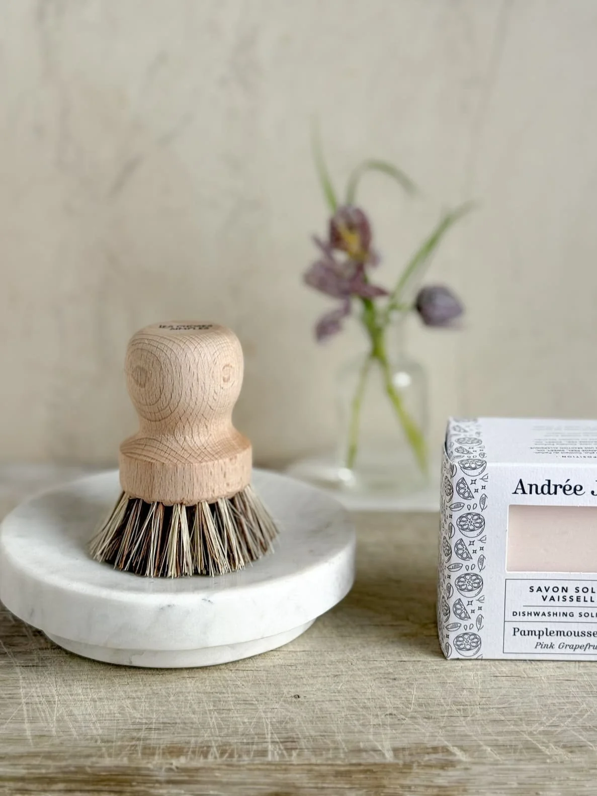 Beechwood Kitchen Pot Brush | Natural Bristle Pot Washing Brush